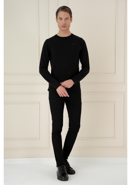 Tr 875 Slim Fit Siyah Klasik Triko