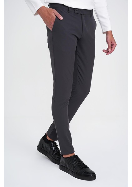Slim Fit Yan Cepli Düz Esnek Casual Antrasit Pantolon P 1144 indirimleri