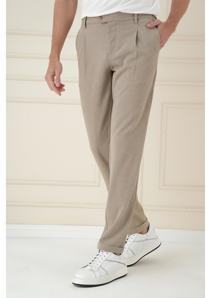 Comfort Fit Gofre Dokulu Beli Lastikli Pileli Bej Jogger Pantolon P 1174 fırsatları