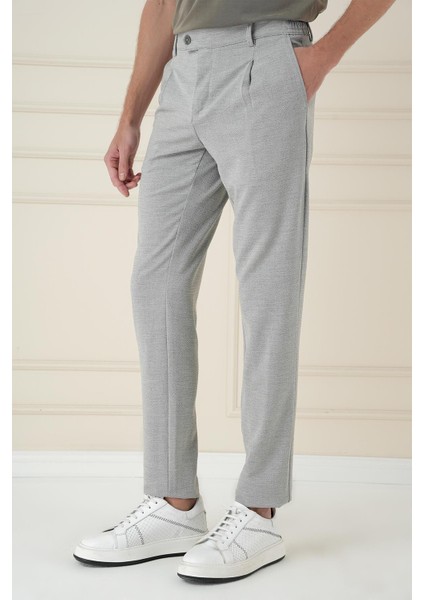 Comfort Fit Gofre Dokulu Beli Lastikli Pileli Gri Jogger Pantolon P 1174 modelleri