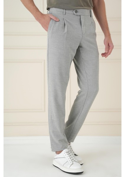 Comfort Fit Gofre Dokulu Beli Lastikli Pileli Gri Jogger Pantolon P 1174 fırsatları