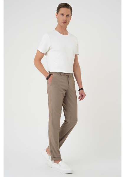 Comfort Fit Beli Lastikli Dokulu Koyu Bej Jogger Pantolon P 1186 fiyatları