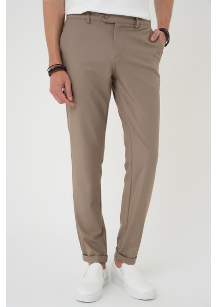 Comfort Fit Beli Lastikli Dokulu Koyu Bej Jogger Pantolon P 1186 fırsatları