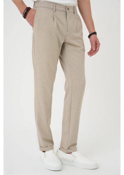 Comfort Fit Beli Lastikli Pileli Bej Jogger Pantolon P 1182 indirimleri