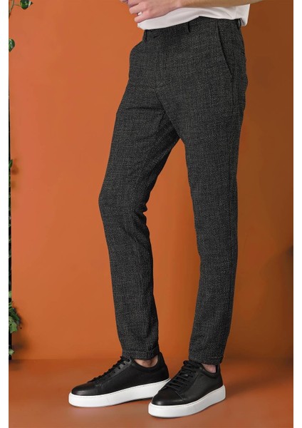 Comfort Fit Beli Lastikli Pötikareli Casuel Siyah Pantolon P 1149 fırsatları
