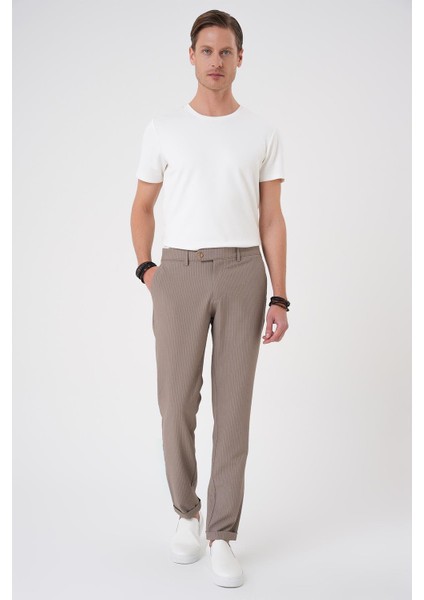 Comfort Fit Gofre Dokulu Beli Lastikli Vizon Jogger Pantolon P 1177