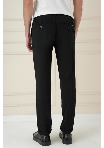 Comfort Fit Gofre Dokulu Beli Lastikli Pileli Siyah Jogger Pantolon P 1174 indirimleri