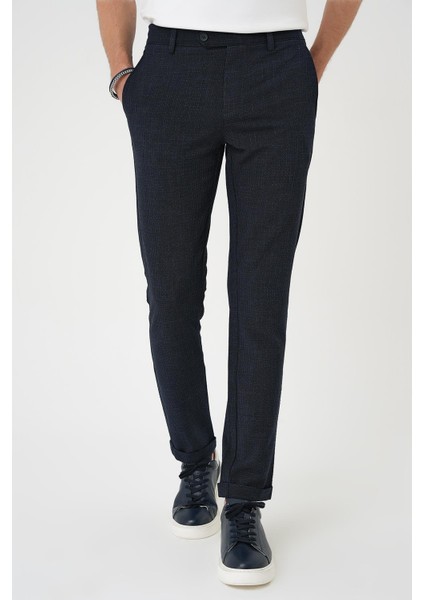 Comfort Fit Beli Lastikli Pötikareli Casuel Lacivert 2 Pantolon P 1149 modelleri