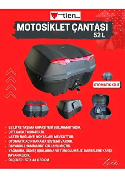Tien 52 Litre Motosiklet Çantası - Otomatik Kilit - Siyah fiyatları