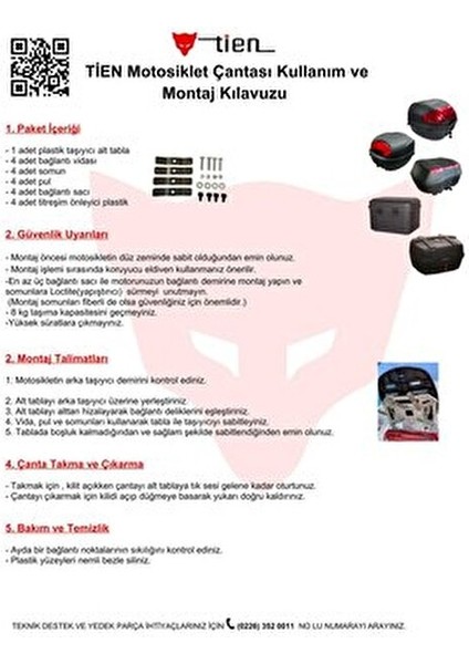 Tien 52 Litre Motosiklet Çantası - Otomatik Kilit - Siyah indirimleri