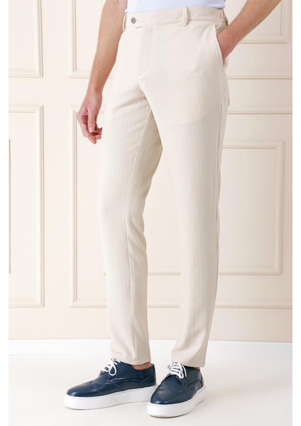 Comfort Fit Beli Lastikli Balıksırtı Dokuma Casuel Bej Pantolon P 1155 modelleri