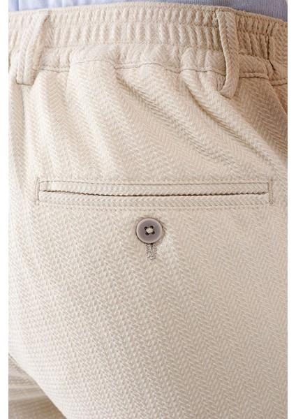 Comfort Fit Beli Lastikli Balıksırtı Dokuma Casuel Bej Pantolon P 1155 indirimleri