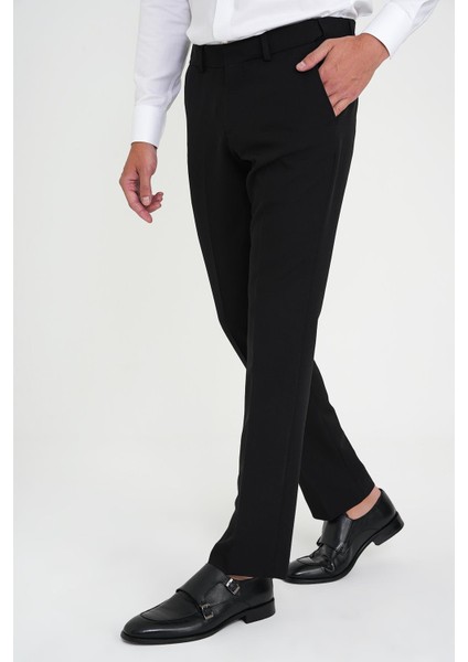 Comfort Fit Beli Lastikli Esnek Siyah Pantolon P 1169 fırsatları
