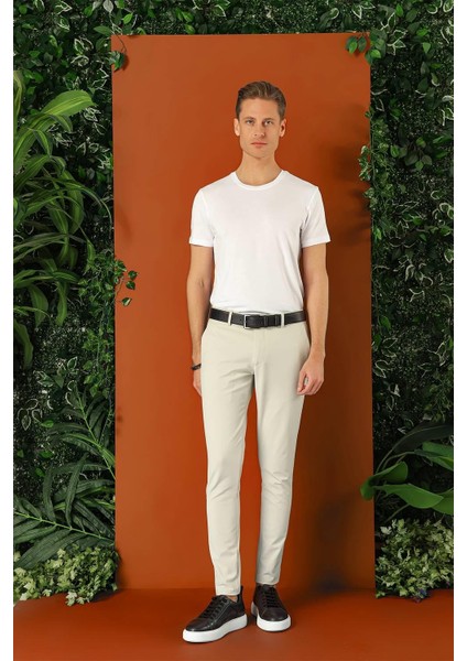Slim Fit Yan Cepli Düz Esnek Casual Taş Pantolon P 1144 fırsatları