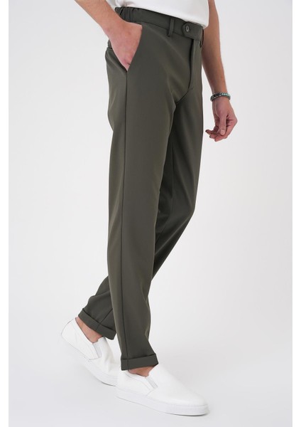 Comfort Fit Beli Lastikli Haki Jogger Pantolon P 1184 fırsatları