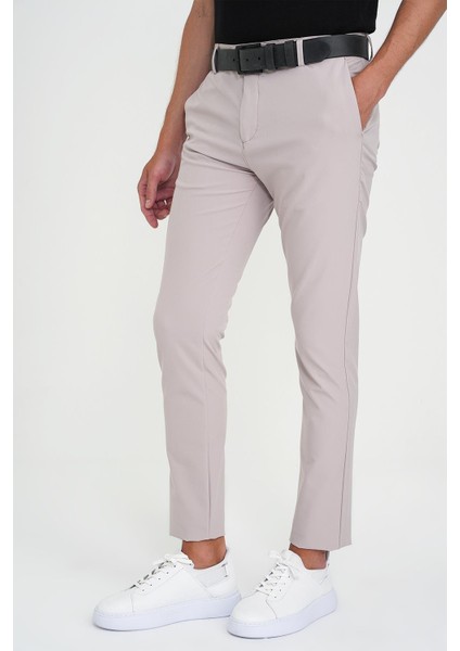 Slim Fit Yan Cepli Esnek Düz Koyu Vizon Pamuk Pantolon P 1197 modelleri