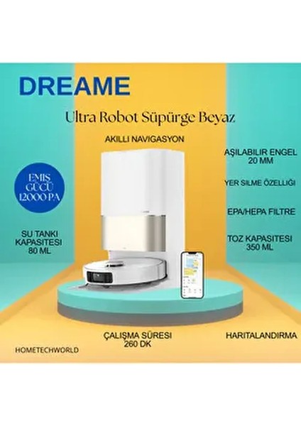 12000PA Emiş Gücüyle Ultra Robot Süpürge BEYAZ-(X40 Ultra)