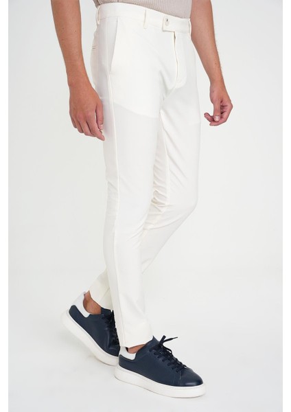 Slim Fit Yan Cepli Esnek Düz Beyaz Pamuk Pantolon P 1197 fırsatları