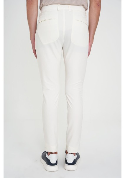 Slim Fit Yan Cepli Esnek Düz Beyaz Pamuk Pantolon P 1197 indirimleri