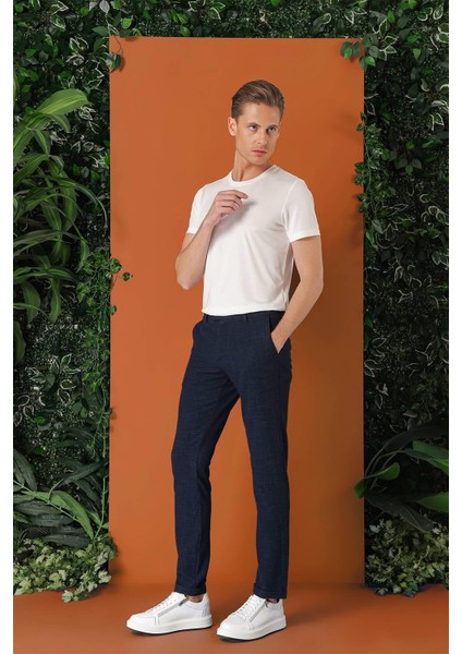 Comfort Fit Beli Lastikli Pötikareli Casuel Lacivert Pantolon P 1149 fiyatları