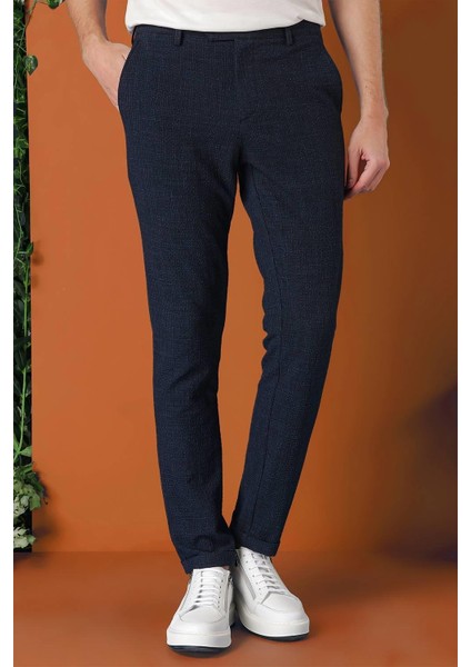 Comfort Fit Beli Lastikli Pötikareli Casuel Lacivert Pantolon P 1149 modelleri