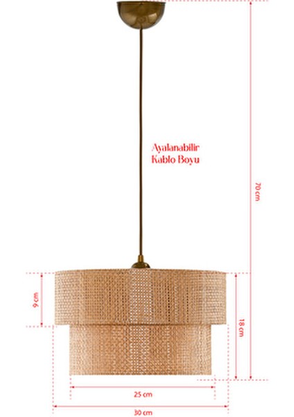 Kahve Modern Doğal Hazeran Rattan 2 Katlı Sarkıt Avize fırsatları