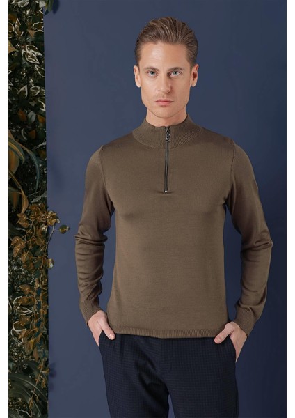 Tr 861 Slim Fit Tütün Klasik Triko