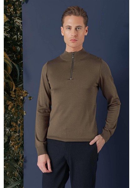 Tr 861 Slim Fit Tütün Klasik Triko modelleri