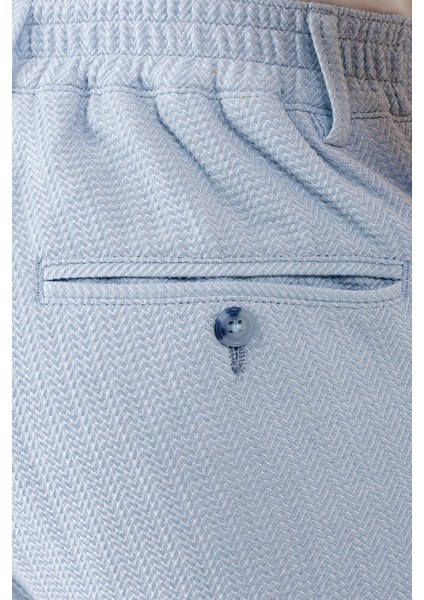 Comfort Fit Beli Lastikli Balıksırtı Dokuma Casuel Mavi Pantolon P 1155 fırsatları