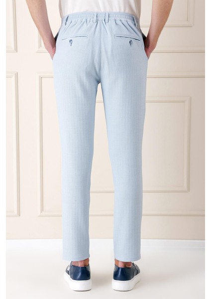 Comfort Fit Beli Lastikli Balıksırtı Dokuma Casuel Mavi Pantolon P 1155 indirimleri