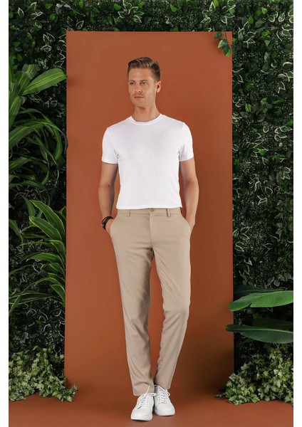 P 1118 Slim Fit Bej Spor Pantolon