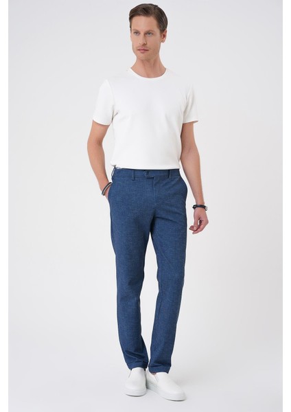 Comfort Fit Kırçıllı Beli Lastikli Gece Mavisi Jogger Pantolon P 1176