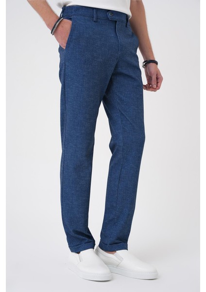 Comfort Fit Kırçıllı Beli Lastikli Gece Mavisi Jogger Pantolon P 1176 modelleri