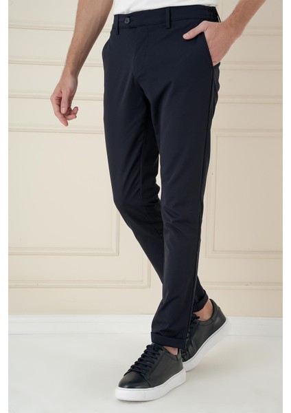 Comfort Fit Beli Lastikli Esnek Casuel Lacivert Pantolon P 1173 modelleri