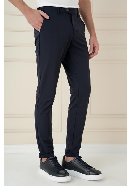 Comfort Fit Beli Lastikli Esnek Casuel Lacivert Pantolon P 1173 fırsatları