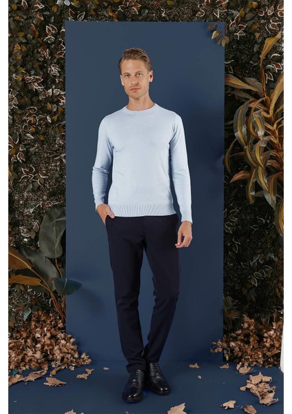 Tr 858 Slim Fit Mavi Klasik Triko