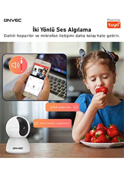 Akıllı Kamera, X100, 2 Gen, Hd, Tuya Destekli, Wifi Bağlantı, Sesli Iletişim, Gece Görüş, ONC-AK0723