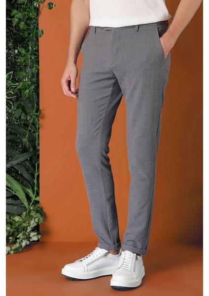Comfort Fit Beli Lastikli Pötikareli Casuel Füme Pantolon P 1149 fırsatları