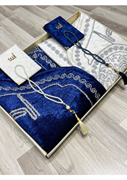 Kutulu Kalpli Seccade Eşli Çift Seccade Yasinli Tesbihli Gelin Damat Bohçası Hediyelik Çeyizlik