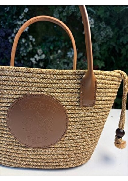 Paris Hasır Deri Detaylı Plaj Çantası Yaz Koleksiyonu Şık Tasarım Kadınlar İçin fiyatları