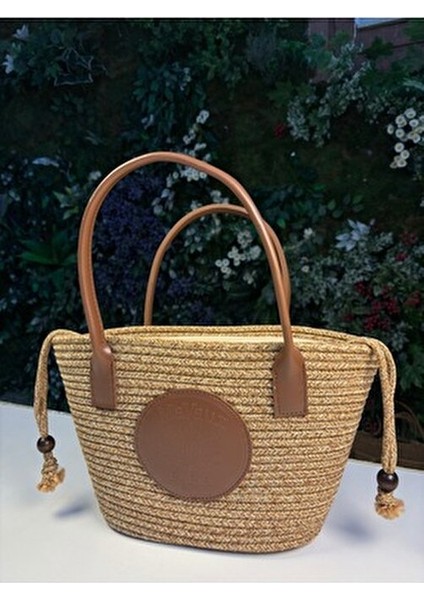 Paris Hasır Deri Detaylı Plaj Çantası Yaz Koleksiyonu Şık Tasarım Kadınlar İçin fırsatları
