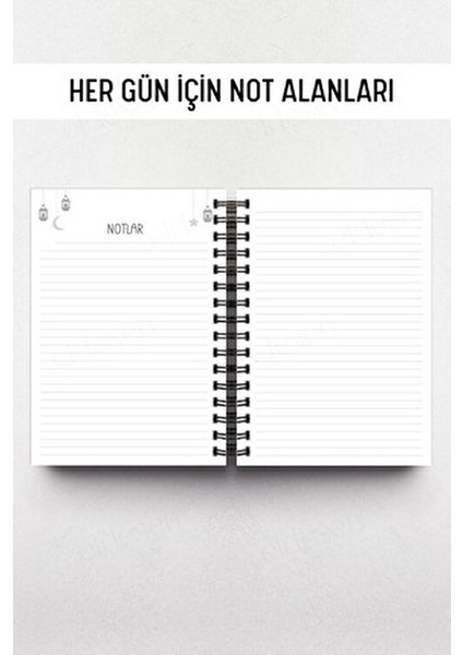 Ramazan Ajandası, Oruç, Hatim, Teravih, Günlük ve Aylık Planlayıcı, Sert Kalın Kapak, Tarihli