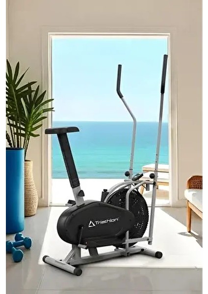 T-224 Eliptik Kondisyon Bisikleti 100 kg Taşıma Kapasitesi LCD Gösterge Ayarlanabilir Sele