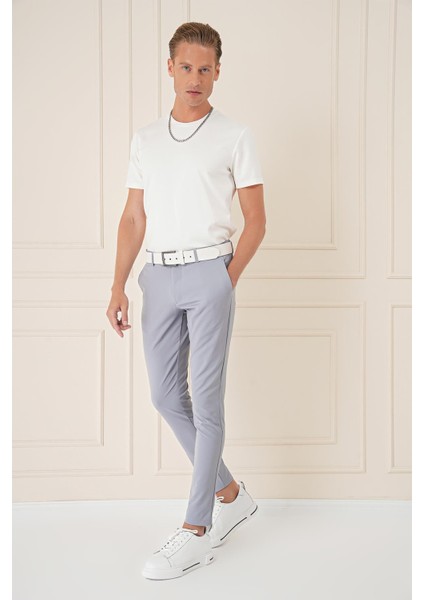 Slim Fit Yan Cepli Düz Esnek Casual Gri Mavi Pantolon P 1144 fiyatları