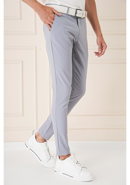 Slim Fit Yan Cepli Düz Esnek Casual Gri Mavi Pantolon P 1144 modelleri
