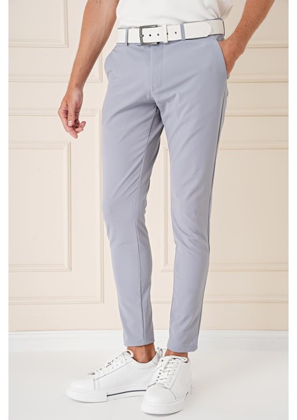 Slim Fit Yan Cepli Düz Esnek Casual Gri Mavi Pantolon P 1144 fırsatları