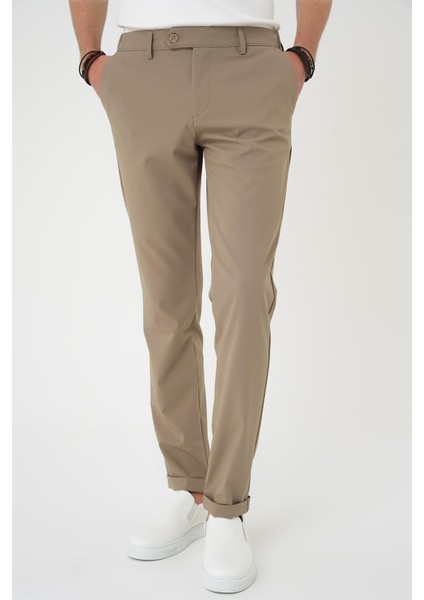 Comfort Fit Beli Lastikli Bej Jogger Pantolon P 1184 modelleri