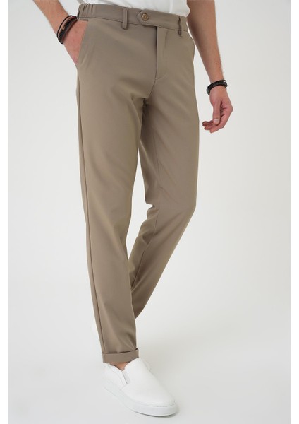 Comfort Fit Beli Lastikli Bej Jogger Pantolon P 1184 fırsatları