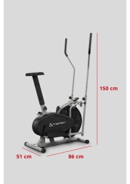 T-224 Eliptik Kondisyon Bisikleti 100 kg Taşıma Kapasitesi LCD Gösterge Ayarlanabilir Sele modelleri