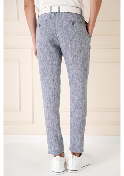 Comfort Fit Beli Lastikli Pileli Keten Casuel Lacivert Pantolon P 1145 indirimleri